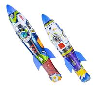 MUSISALY 2pcs Inflatable Rocket for Outdoor Play with Squeeze Tail Launch and Mount Head Features, Made of Plastic and Aluminum Film, in Playroom or Outdoor Activities