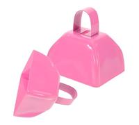 MUSISALY 2pcs Metal Cowbells for Sports Events and Parties, Loud Handheld Cheering Bells with Handle, Small Pink Noisemakers for Football Matches and Crowd Attention