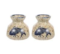 MUSISALY 2Pcs Mini Toothpick Holder Ceramic Flower Vase Set Japanese Style Retro Small Floral Bottle Tabletop Hydroponic Planting Decorative Vase for Dining and Restaurant Use