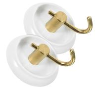MUSISALY 2pcs No-Drill Wall Mounted Adhesive Hooks Strong Hold Stainless Steel Storage Hooks for Bathroom Towels and Bath Balls Practical White Decorative Wall for Toilet and Kitchen