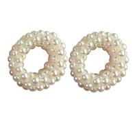 MUSISALY 2pcs Pearl Beaded Elastic Hair Ties for Women and Medium Ponytail Holders Delicate Hair Bands with Comfortable Stretch for Weddings and Daily Wear