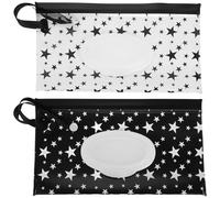 MUSISALY 2pcs Portable Travel Wipe Holder Case with Flip Lid Refillable Mini Wipes Dispenser Bag for Bedside Stroller Handbag Lightweight Small Container for On-The-go Use