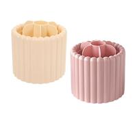 MUSISALY 2PCS Rotatable Makeup Brush Organizer Box Pen Cup, Desktop Cosmetics Storage Holder for Vanity, Bathroom and Office, Milk Yellow and Pink