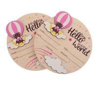 MUSISALY 2pcs Round Wooden Newborn Announcement Sign Gender Neutral Name Keepsake for Nursery Photo Prop Shower Decoration Non-Toxic Material