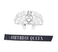MUSISALY 2pcs/set Rhinestone Crown Headband and Birthday Queen Decorative Sash for Party Supplies Set for ' Birthday Celebrations