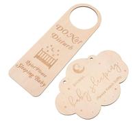 MUSISALY 2pcs Sleeping Sign Wooden Door Plaque Do Not Disturb Hanging Nursery Decor for Shower Boy and Wood with Cute Easy Install Reminder