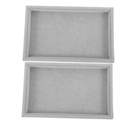 MUSISALY 2pcs Stackable Velvet Jewelry Tray in Ice Grey Compact Organizer for Rings Earrings Bracelets Necklaces Elegant Display Plates for Drawers Countertops Travel Storage