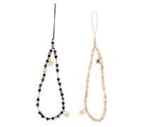 MUSISALY 2pcs Stylish Five-star Phone Wrist Strap with Rhineston and Alloy Materials, Handsfree Convenience and Reduces Accidental Drops, for Busy Occasions and Shopping, Unique Phone Charm