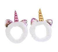 MUSISALY 2Pcs Unicorn Hairbands Lightweight Headband with Silver Ears and Gold Pink Unicorns Comfortable Decorative Hair Accessory for Parties and Daily Wear Unique Photo Prop Gift