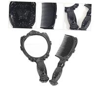 MUSISALY 2Pcs Vintage Handheld Cosmetic Mirror and Hairdressing Comb Set Lightweight Hair Styling Accessories for Women for Makeup Application and Scalp Massage