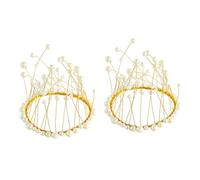 MUSISALY 2Pcs White Crown Cake Topper for Birthday Cakes Baking Decorations Ornaments Elegant Crown Accessories for Party Celebration