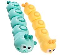 MUSISALY 2pcs Wind-up Caterpillar, Educational Mini Animal Figures Set in Yellow and Green, Interactive Fun and Boys