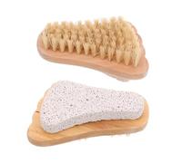 MUSISALY 2pcs Wooden Foot Pumice Stone Brush for Exfoliating Dry Skin and Callus Removal Ergonomic Design for Foot Care and Pedicure Accessories