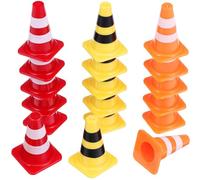 MUSISALY 30Pcs Mini Traffic Cones Set with Orange, Red, Yellow Small Road Cones and Road Signs for Early Education Traffic Cognition and Pretend Play