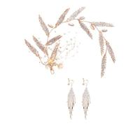 MUSISALY 3pcs Bridal Hair Accessories Set Elegant Rhinestone Headband and Earring for Wedding Prom and Special Events Headdress for Bride and Bridesmaids
