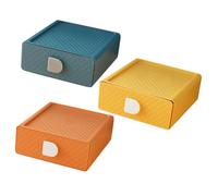 MUSISALY 3pcs Desktop Organizer Box with Compact Design for Jewelry Makeup and Stationery Storage Space-saving Storage Drawer for Office Dormitory and Home Use in Dusk Orange Mango Yellow