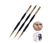 MUSISALY 3pcs Double-headed Nail Art Brush Tool Detailed Designs for Personal Use Nail Salon Lightweight and Easy to Carry for Flowers and Patterns