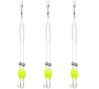 MUSISALY 3Pcs Double Reverse Fishing Hooks Rig with Anti-Bottom Design, Size 8 IséNi Barbed Hooks, Sea Fishing Float Tackle for Outdoor Angling Adventures