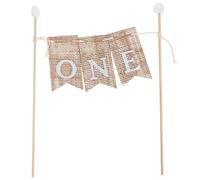 MUSISALY 3pcs Handmade 1st Birthday Cake Banner Set - White Uppercase ONE Mini Flag Bunting - Party Cake Topper Decoration for Birthday Celebrations