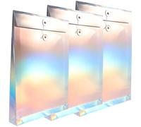 MUSISALY 3pcs Hologram Paper File Folder Bags for Packing A4 Documents with Rope Closure Thick File Pockets for Organizing and Daily Archiving Storage Solution for Students