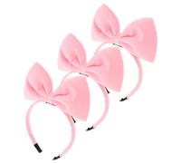 MUSISALY 3pcs Large Bowknot Headband for Women, Pink Non Slip Chiffon Fabric Hair Accessory with Soft Cloth Wrapping, for Spa and School Events, Stylish and Portable Hair Hoop