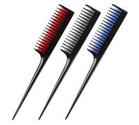 MUSISALY 3pcs Plastic Tip Tail Combs Set for Hairdressing and Styling, Household Barber Hair Salon Combs in Black, Red, and Blue for Highlighting and Sectioning