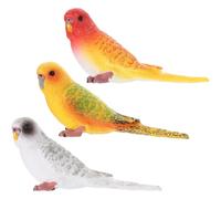 MUSISALY 3pcs Realistic Australian Parakeet Figurines Solid Bird Decor Sculpture for Home Office Garden Lifelike Miniature Bird Models in Yellow White Red Natural Touch Display