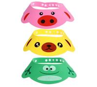 MUSISALY 3pcs Shampoo Caps for Babies and Adjustable Cartoon Bathing Shower Caps in Pink Green Yellow for Newborns and Bathing