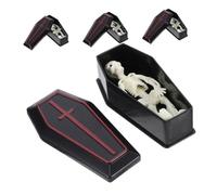 MUSISALY 4 Sets Mini Halloween Coffin Skeleton Models Creative Plastic Prank Props Unique Realistic Tabletop Decorations for Halloween Party Stage