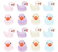 MUSISALY 40pcs Luminous Mini Duck Figurines Set, Sky Blue Pink White Green Micro Duck Decorations for Garden, Dollhouse, Aquarium, Yard Miniature Collectibles