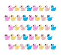 MUSISALY 40pcs Mini Resin Luminous Duck Figurines, Tiny Cartoon Animal Decorations for Garden, Dollhouse, and Car, Assorted Yellow, Rose Red, Blue, and Light Red Colors, DIY Craft