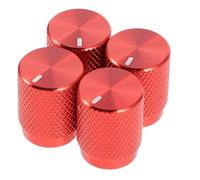 MUSISALY 4pcs 12.5x16mm Red Aluminum Alloy Guitar Bass Knobs, Potentiometer Volume Tone Control Replacement Caps for Electric Guitar and Bass