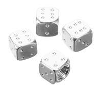 MUSISALY 4pcs Dice Style Valve Stem Caps for Car Tires Valve Caps Silver Lightweight Durable Tyre Dust Covers Fit for Cars and Bikes Protect and Decorate Tire
