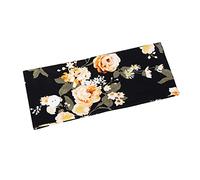 MUSISALY 4pcs Floral Women's Elastic Fitness Headbands Stylish Hair Accessories for Sports and Everyday Wear Black Button Lake Button Grey White