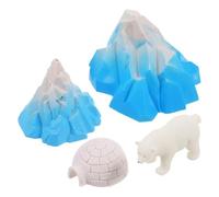 MUSISALY 4pcs Mini Igloo Model with Realistic Arctic Iceberg and Polar Bear Figurines Detailed Snow House Diorama Decorations for Dollhouses and Winter Landscape Displays