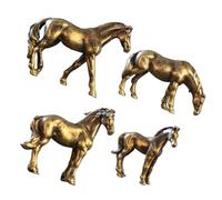 MUSISALY 4pcs Miniature Brass Horse Statues Feng Shui Decor for Lunar Year Desktop Figurines Symbolizing Success and Money Luck Vintage Metal Animal Ornaments for Office and Bonsai Display