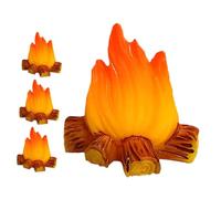 MUSISALY 4pcs Miniature Resin Campfire Dollhouse Fire Ornament Set, Artificial Flame Fake Fireplace Logs for Micro Landscape Scene, Pretend Campfire Accessory