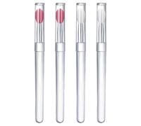MUSISALY 4pcs Portable Silicone Lipstick Applicator Brush Set with Lid, Handle and Pink/Brush Heads, Multi-use Cosmetic Lip and Eye Shadow Makeup Tools for Travel