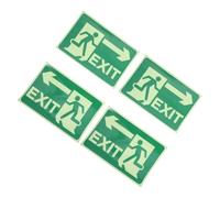 MUSISALY 4pcs Self-adhesive Glow in The Dark Exit Safety Signs Luminous Emergency Evacuation Labels Reflective Fire Exit Warning Stickers for Indoor Use
