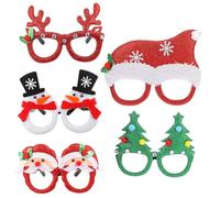 MUSISALY 5 Pairs Creative Christmas Glasses Props Lightweight Reusable Plastic Frames for Performance Party and Cosplay Fun Festive Design