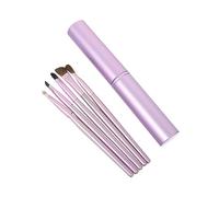 MUSISALY 5 Pcs Eyeshadow Makeup Brushes Set Purple Hair, Aluminum Case, Eye Makeup Blending Tools for Professional Cosmetic Use