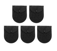 MUSISALY 5 Pcs Portable Black Felt Ear Care Pouch Set, Small Semi-circle Storage Bags for Earbuds Carrying and Protection, Mini Electronic Accessories Organizer for Travel