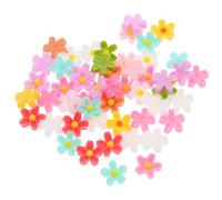 MUSISALY 50Pcs Mixed Color Solid Five-Petal Resin Flower Nail Charms Flatback Buttons for DIY Nail Art and Earrings Making, Small Daisy Embellishments for Women’S Manicure and Craft