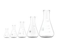 MUSISALY 5pcs High Borosilicate Glass Erlenmeyer Flasks with Wide Neck and Flat Bottom, Practical Conical Laboratory Bottles for Chemistry Experiments with Uniform Wall Thickness
