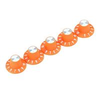 MUSISALY 5pcs Orange White Marked High-neck Guitar Volume Knobs Replacement Instrument Control Caps for Electric Guitar and Bass with Accurate Scale