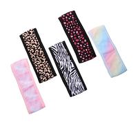 MUSISALY 5pcs Printed Headbands for Sports Yoga Running Breathable Sweat Absorbing Hair Accessories Zebra Leopard Heart Rainbow Cherry Blossom