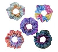 MUSISALY 5pcs Rainbow Gradient Scrunchies Colorful Hair Bands for Women and Girls Elastic Ponytail Holders Suitable for Hair Types Random Color