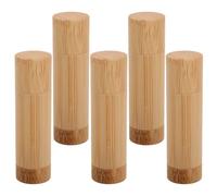 MUSISALY 5pcs Refillable Bamboo Lip Balm Containers 5g 0.18oz with Outstanding Resistance to Daily Wear and Rotating Mechanism, Portable Mini Lipstick Tubes for Vanity and Journey Use