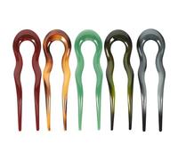MUSISALY 5Pcs Vintage U Shaped Hairpin Forks Set - Large Glossy Retro Chinese-Style Chignon Hair Pins in Green, Orange, Wine Red, and Blue for Bridal Updo and Wedding Hair Accessories