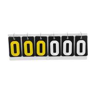 MUSISALY 6-Digit Flip Scoreboard for Billiards and Basketball, Portable Acrylic Tabletop Score Keeper Black and Yellow Plastic Frame, Lightweight Sports Score Flipper for Home and Game